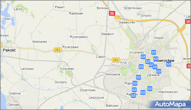 mapa Cieślin gmina Inowrocław, Cieślin gmina Inowrocław na mapie Targeo