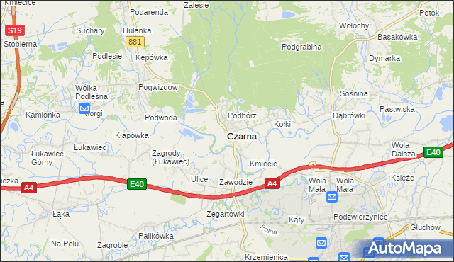 mapa Czarna powiat łańcucki, Czarna powiat łańcucki na mapie Targeo