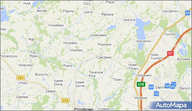 mapa Czeczewo gmina Przodkowo, Czeczewo gmina Przodkowo na mapie Targeo