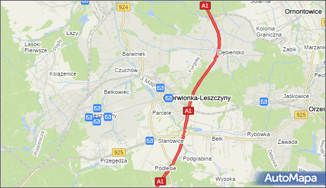 mapa Czerwionka-Leszczyny, Czerwionka-Leszczyny na mapie Targeo