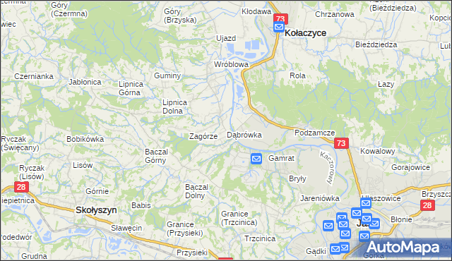 mapa Dąbrówka gmina Brzyska, Dąbrówka gmina Brzyska na mapie Targeo