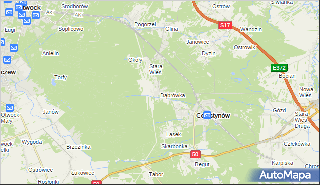 mapa Dąbrówka gmina Celestynów, Dąbrówka gmina Celestynów na mapie Targeo