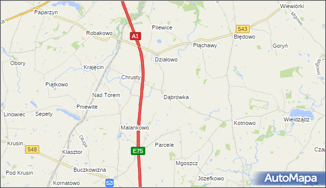 mapa Dąbrówka gmina Płużnica, Dąbrówka gmina Płużnica na mapie Targeo