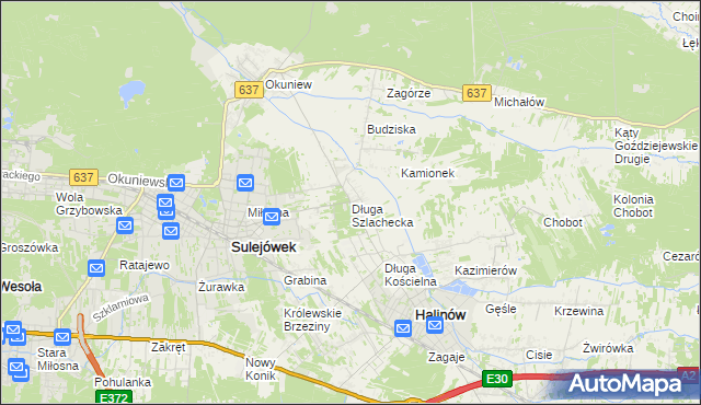 mapa Długa Szlachecka, Długa Szlachecka na mapie Targeo