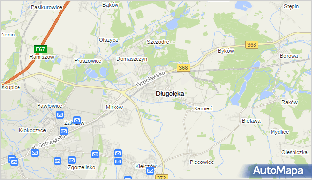 mapa Długołęka powiat wrocławski, Długołęka powiat wrocławski na mapie Targeo
