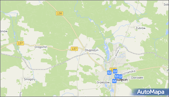 mapa Długoszyn, Długoszyn na mapie Targeo