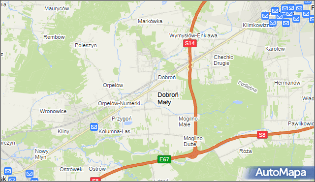 mapa Dobroń Mały, Dobroń Mały na mapie Targeo