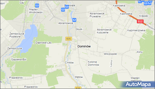 mapa Dominów gmina Głusk, Dominów gmina Głusk na mapie Targeo
