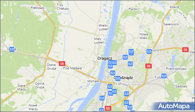mapa Dragacz, Dragacz na mapie Targeo