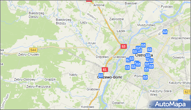 mapa Drężewo, Drężewo na mapie Targeo