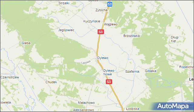 mapa Dylewo gmina Kadzidło, Dylewo gmina Kadzidło na mapie Targeo
