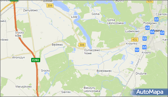mapa Dymaczewo Nowe, Dymaczewo Nowe na mapie Targeo
