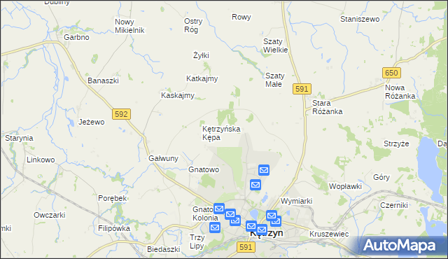 mapa Działki gmina Kętrzyn, Działki gmina Kętrzyn na mapie Targeo