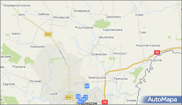 mapa Dziekanów, Dziekanów na mapie Targeo
