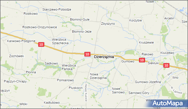 mapa Dzierzążnia, Dzierzążnia na mapie Targeo