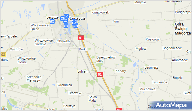 mapa Dzierzbiętów Mały, Dzierzbiętów Mały na mapie Targeo