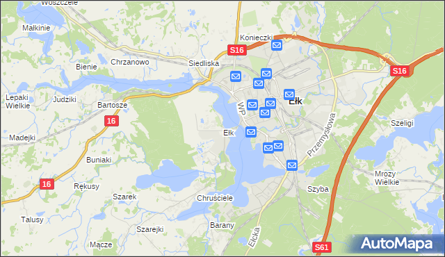 mapa Ełk powiat ełcki, Ełk powiat ełcki na mapie Targeo