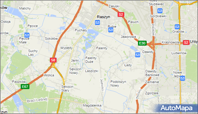 mapa Falenty Nowe, Falenty Nowe na mapie Targeo