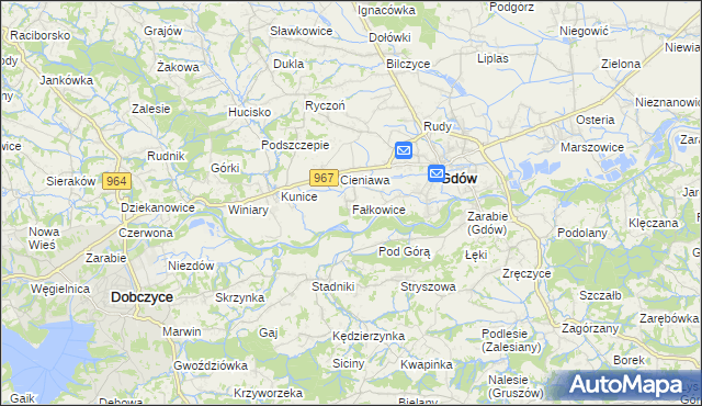 mapa Fałkowice gmina Gdów, Fałkowice gmina Gdów na mapie Targeo