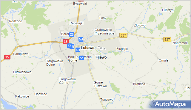 mapa Fijewo gmina Lubawa, Fijewo gmina Lubawa na mapie Targeo