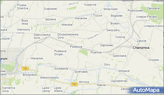 mapa Gajówka gmina Charsznica, Gajówka gmina Charsznica na mapie Targeo