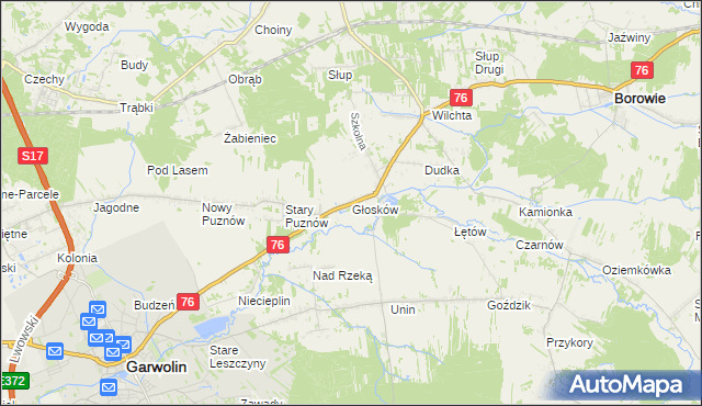 mapa Głosków gmina Borowie, Głosków gmina Borowie na mapie Targeo