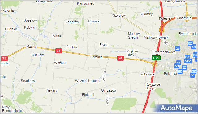 mapa Gomulin-Kolonia, Gomulin-Kolonia na mapie Targeo