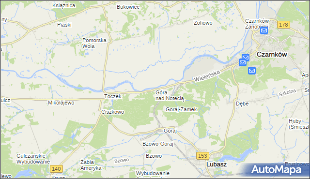 mapa Góra nad Notecią, Góra nad Notecią na mapie Targeo