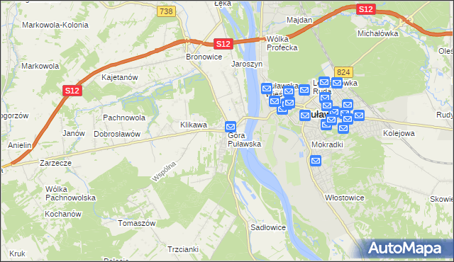 mapa Góra Puławska, Góra Puławska na mapie Targeo