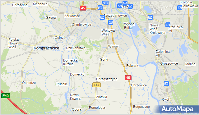 mapa Górki gmina Prószków, Górki gmina Prószków na mapie Targeo