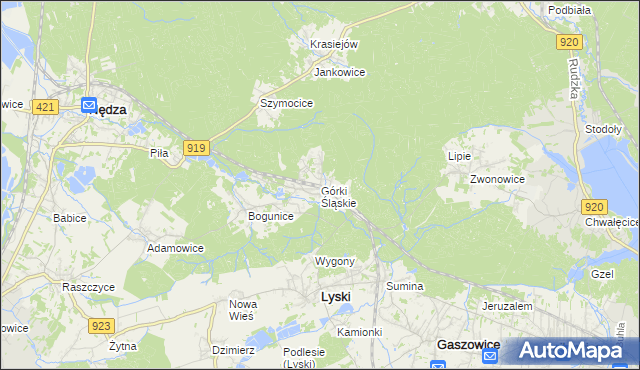 mapa Górki Śląskie, Górki Śląskie na mapie Targeo