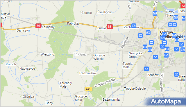 mapa Gorzyce Wielkie, Gorzyce Wielkie na mapie Targeo