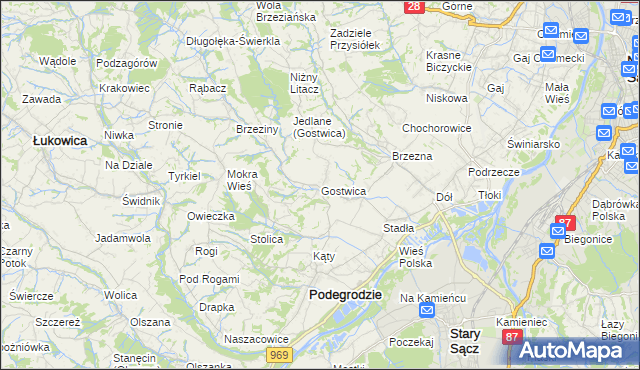 mapa Gostwica, Gostwica na mapie Targeo