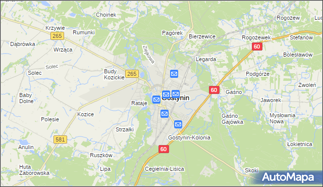 mapa Gostynin, Gostynin na mapie Targeo