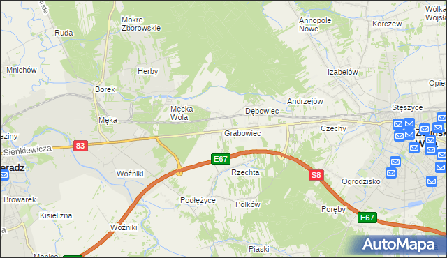 mapa Grabowiec gmina Sieradz, Grabowiec gmina Sieradz na mapie Targeo