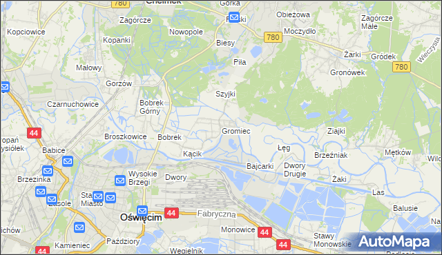 mapa Gromiec, Gromiec na mapie Targeo