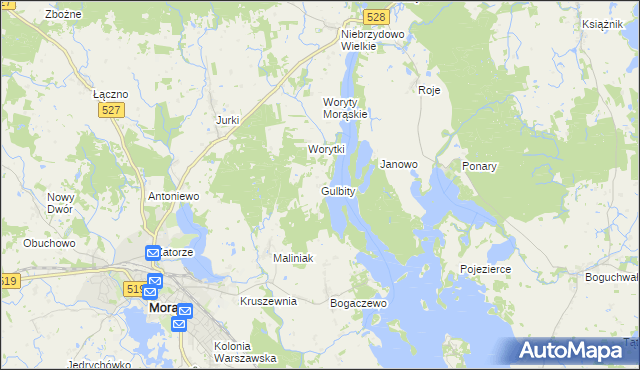 mapa Gulbity gmina Morąg, Gulbity gmina Morąg na mapie Targeo