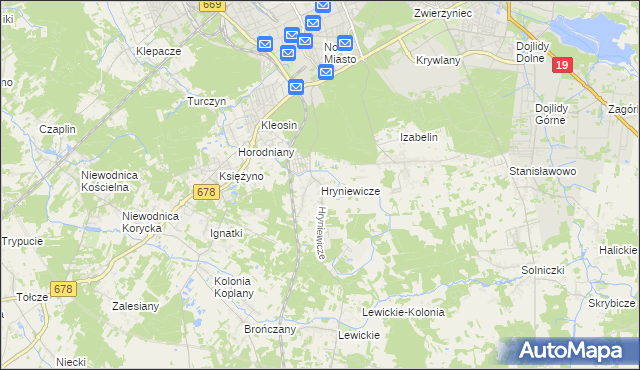 mapa Hryniewicze, Hryniewicze na mapie Targeo