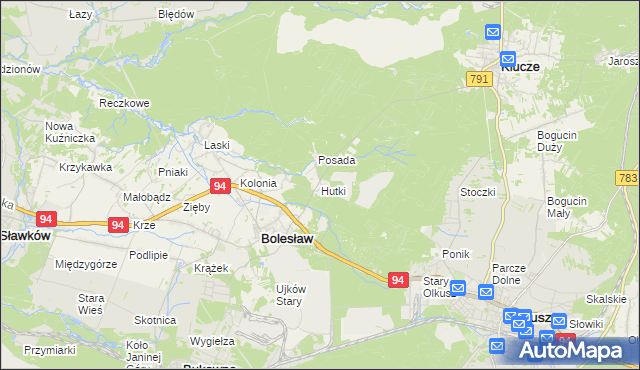 mapa Hutki gmina Bolesław, Hutki gmina Bolesław na mapie Targeo