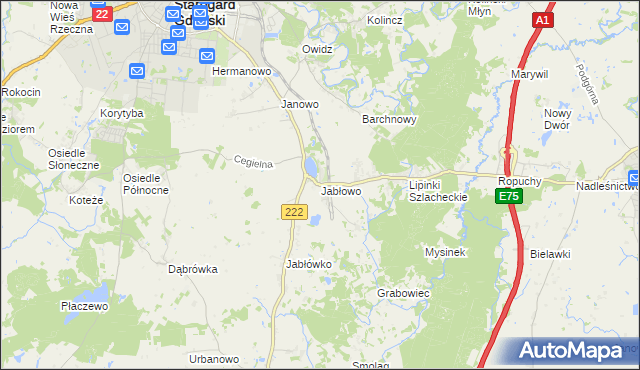 mapa Jabłowo, Jabłowo na mapie Targeo