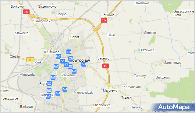 mapa Jacewo, Jacewo na mapie Targeo