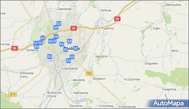 mapa Jagodnik gmina Świdnica, Jagodnik gmina Świdnica na mapie Targeo