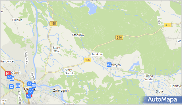 mapa Janików gmina Oława, Janików gmina Oława na mapie Targeo