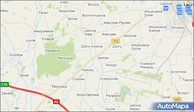 mapa Janków gmina Łęczyca, Janków gmina Łęczyca na mapie Targeo
