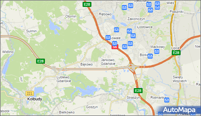 mapa Jankowo Gdańskie, Jankowo Gdańskie na mapie Targeo