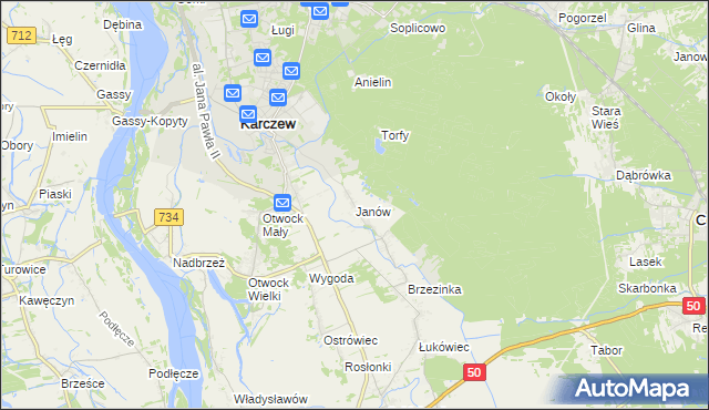 mapa Janów gmina Karczew, Janów gmina Karczew na mapie Targeo