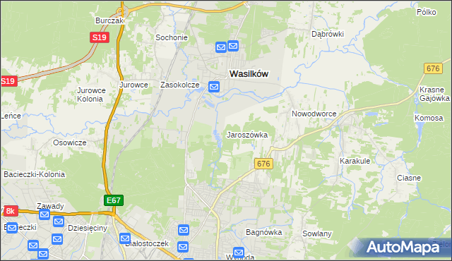 mapa Jaroszówka gmina Wasilków, Jaroszówka gmina Wasilków na mapie Targeo