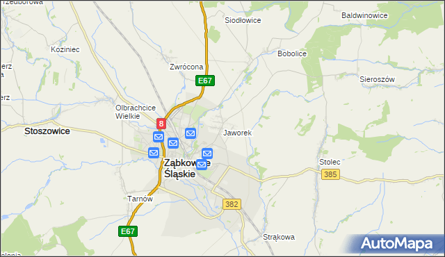 mapa Jaworek gmina Ząbkowice Śląskie, Jaworek gmina Ząbkowice Śląskie na mapie Targeo