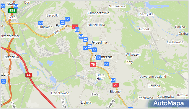 mapa Jaworzno, Jaworzno na mapie Targeo