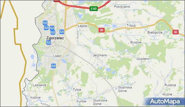 mapa Jerzmanki, Jerzmanki na mapie Targeo